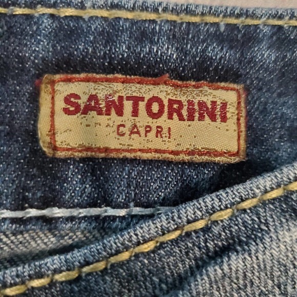 Silver Jeans Santorini Capri Pants Size 29 Blue Denim Stretch Logo Low Rise - Picture 6 of 12